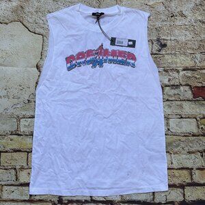 $58 Diesel Women’s T-Solari Singlet Tank In White Relax Fit Size XS